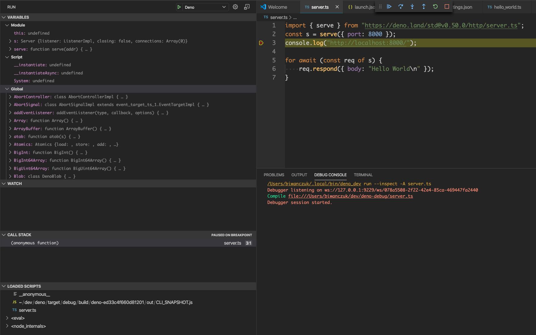 VSCode debugger