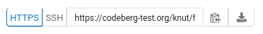 screenshot of the two options to receive a clone URL for git