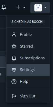 Dropdown that shows up after clicking on the profile in the navigation bar