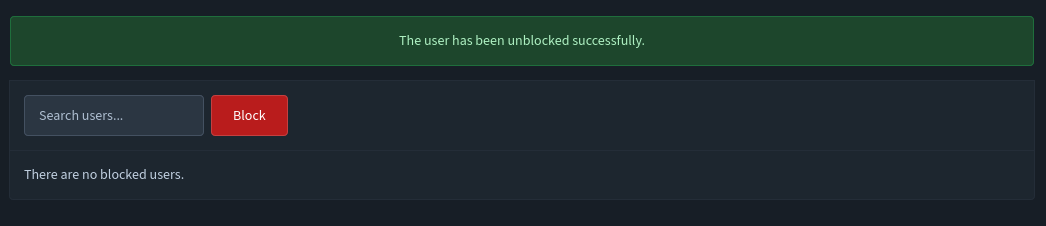 Blocked person being shown in the blocked users list