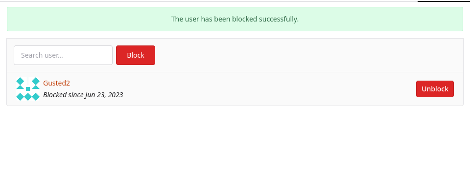 Blocked person being shown in the blocked users list